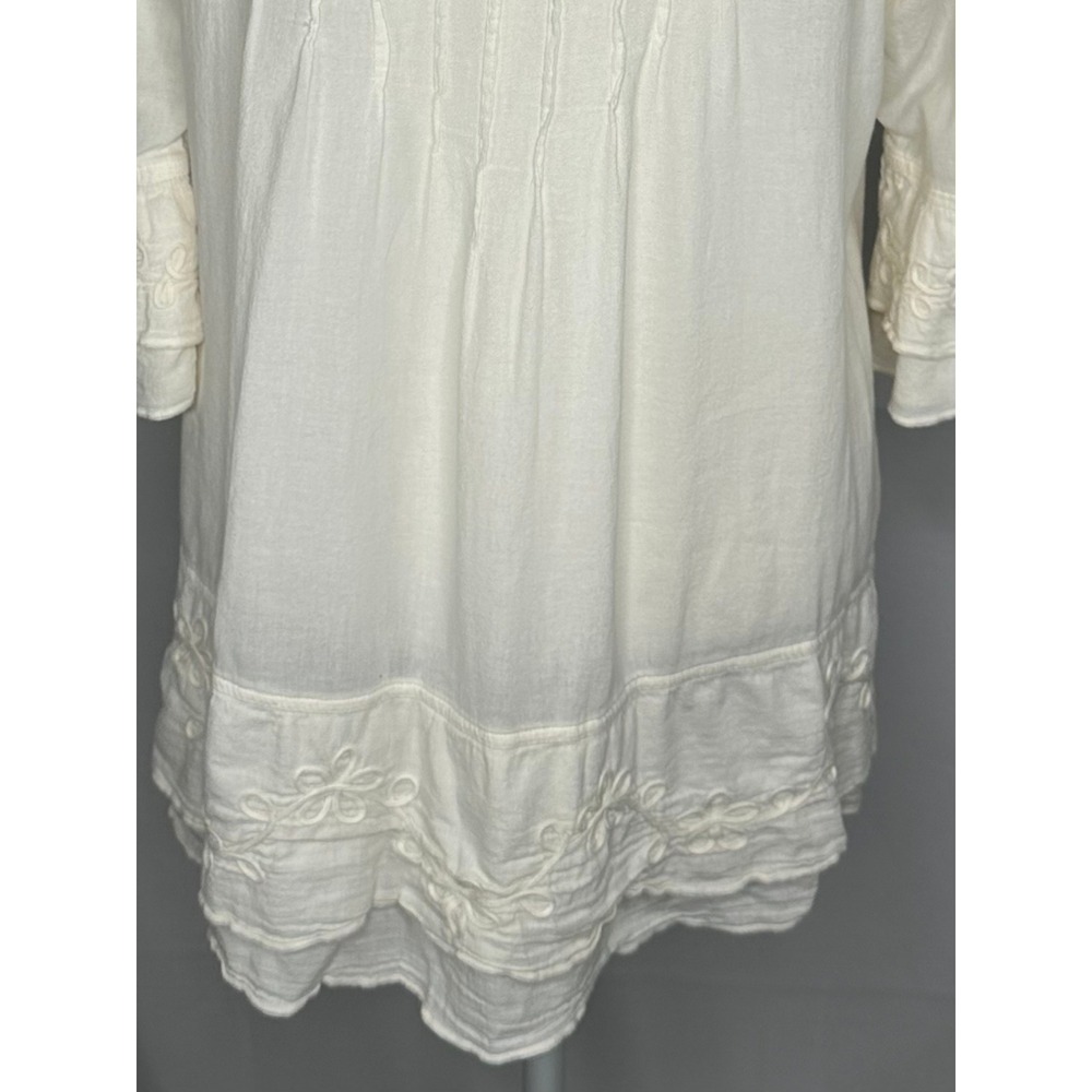 G Designs Natural Fashions Cream Embroidered Cotton Tunic Top Peru Boho Medium - Picture 6 of 10